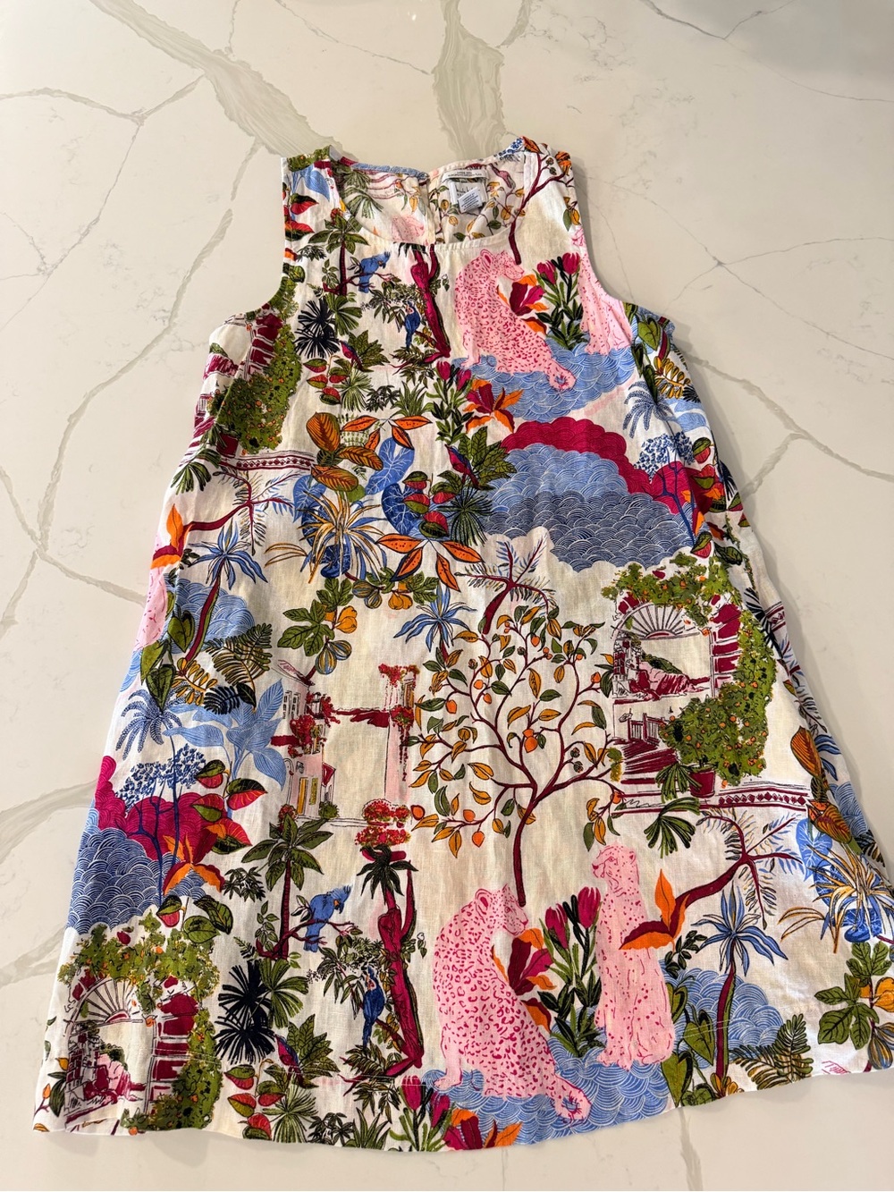 Linen Nicole Miller Dress in Botanical Animal Print.